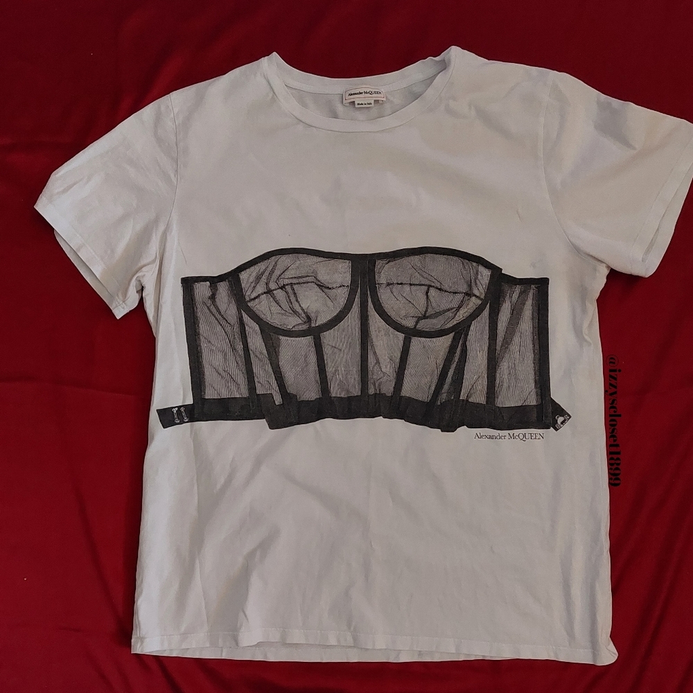 Alexander McQueen Print Crewneck T-Shirt in black and white